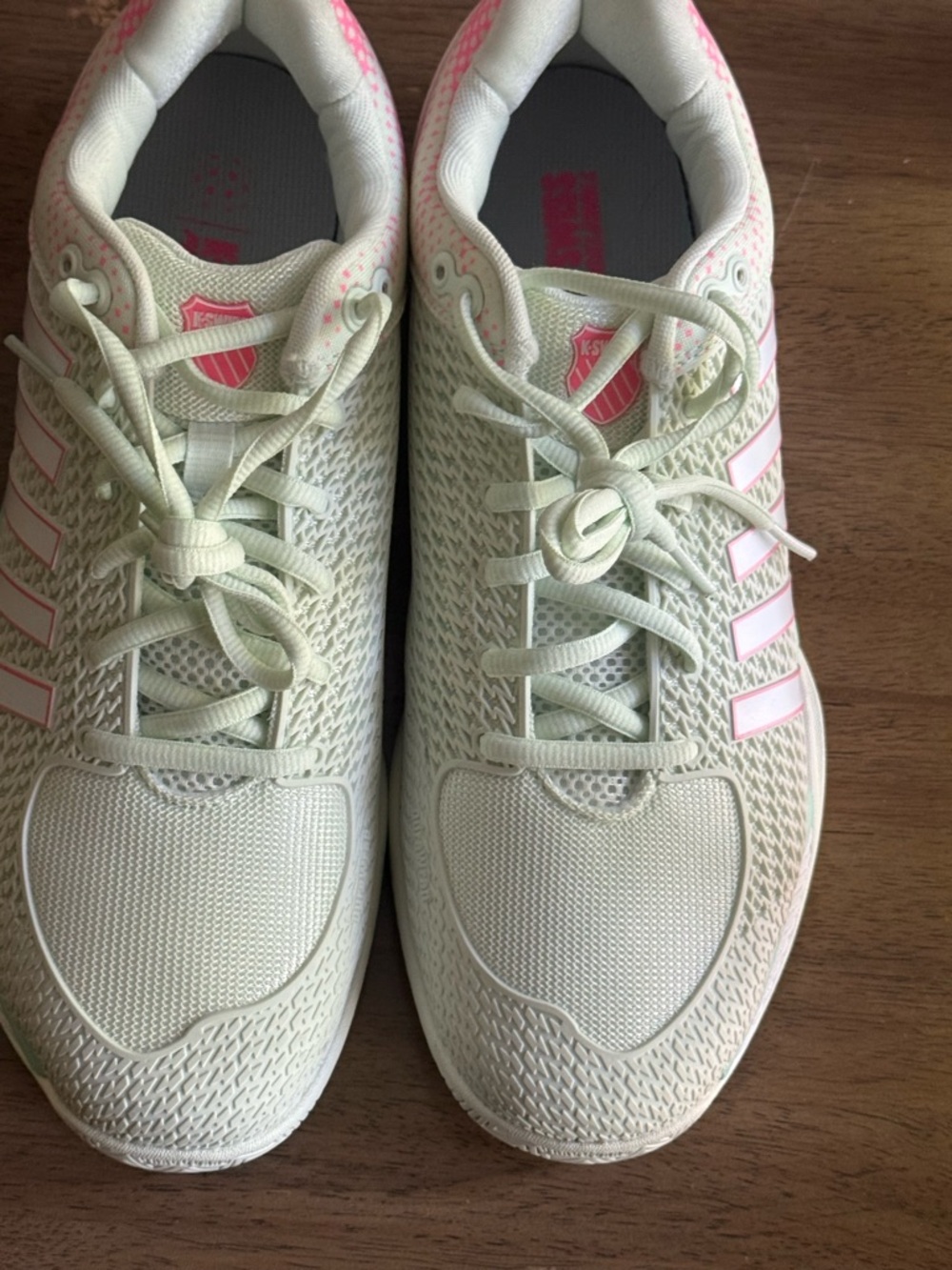 K-Swiss  Women's Athletic Lace-Up Sneakers in Cream and Pink pickleball